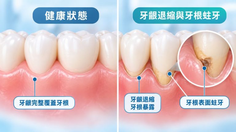 牙根暴露後,可能增加牙根蛀牙的風險。